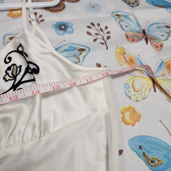 Marks and Spencer White Vintage Maxi Slip Dress size 14 with Floral Embroidary - Picture 10 of 12